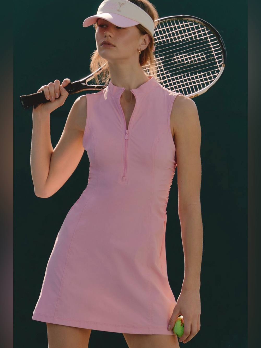 DAILY PRACTICE SHIRRED MINI DRESS